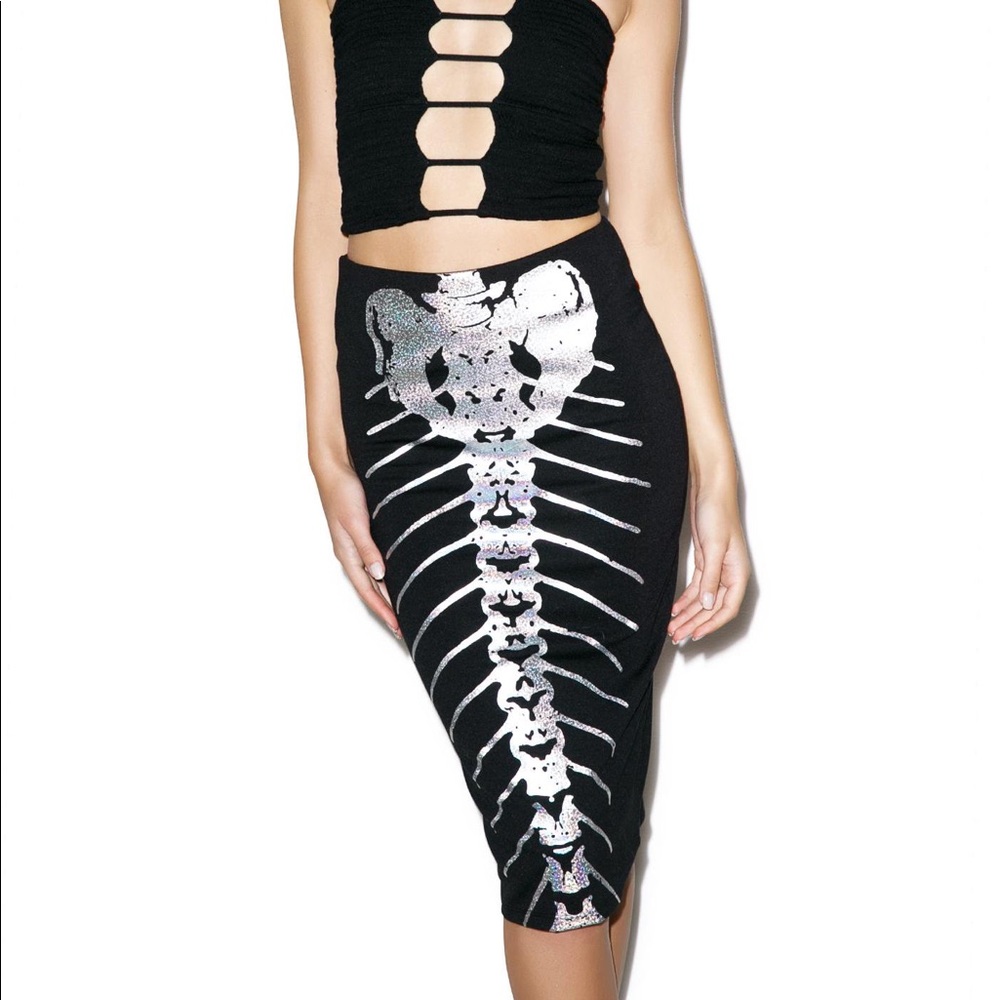DollsKill Iron First Mermaid Skeleton Pencil Skirt